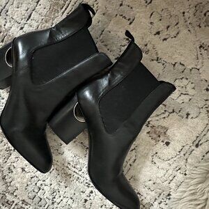 M Gemi Black and gold heeled booties